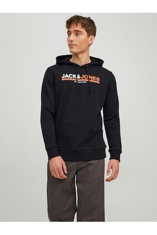 Jack & Jones Kapüşonlu Logo Baskılı Sweatshirt- Frederik 12219814 Navy Blazer Lacivert