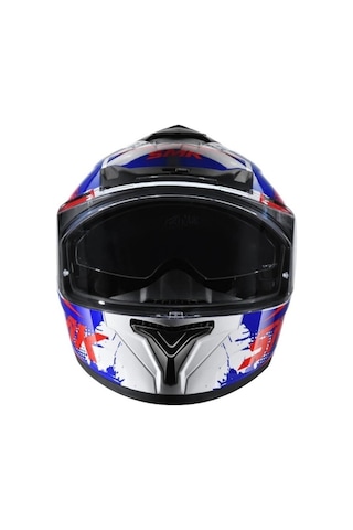 Smk Typhoon Grunge Kapalı Kask Kırmızı Mavi