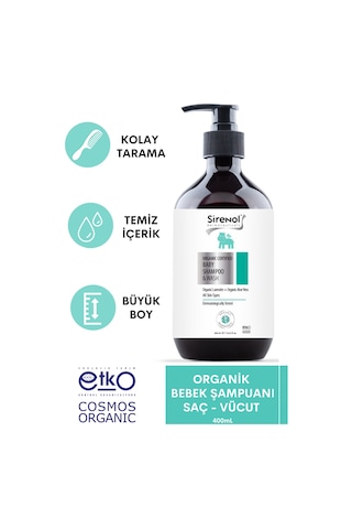 Sirenol Organik Bebek Saç Vücut Şampuanı 400 mL Sirenol Organik Bebek Saç Vücut Şampuanı 400 mL