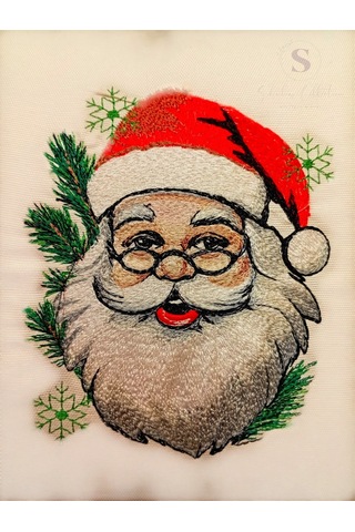 Noel Baba Nakışlı Fırfırlı Buldan Keteni Yastık Kılıfı 43 X 43 1 Adet Dolgusuz Çok Renkli