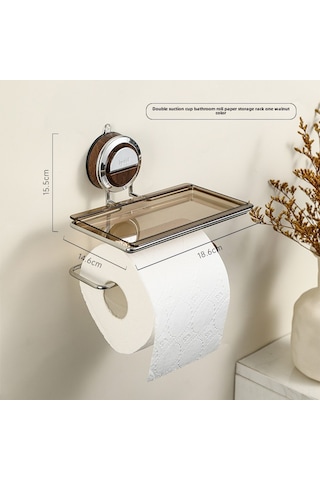 Skycity Banyo Duvar Tipi Kağıt Tutucu, Delme Yok, Süpürge Çubuğu Montajı, Lüks Tasarım, Çok Amaçlı Depolama, Ahşap Tonu Diğer