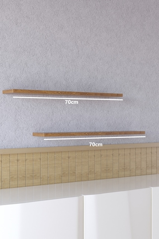 Yankı-BYEG 2li 70 cm Safir Meşe Mdf Duvar Rafı Gizli Bağlantı Kitaplık