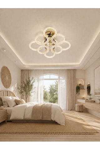 Daire 4+4'lü Ledli Gold Avize Altın - Gold