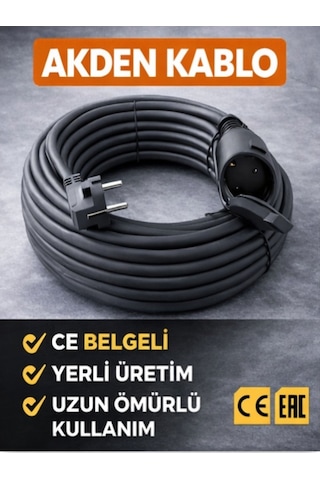 Kablo 10 Metre 3x2,5mm Uzatma Kablosu Tam Kesit Kaynak Makinası Kullanıma Uygundur 10 M