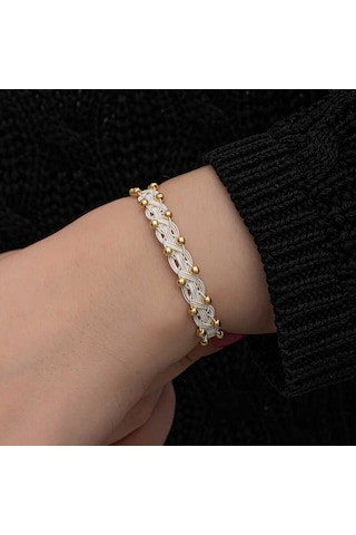 Premium 1000 Ayar İthal Gümüş Kazaziye Örgü Bileklik - 18 Cm 89539948