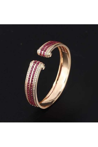 Novahub Yakutlu Sarı Altın Bileklik - Açık Manşet, Gelinler İçin Lüks Ve Ayarlanabilir, Çok Renkli Seçenekler Çok Renkli