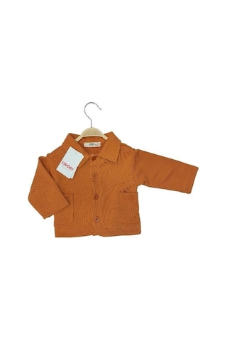 Erkek Bebek Pamuklu Örme Ceket-13797 Turuncu