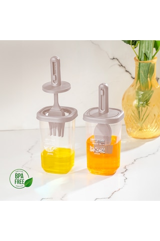 Porsima 0520 2'li Etiketli Silikon Fırçalı Yağlık Sosluk Cappucci