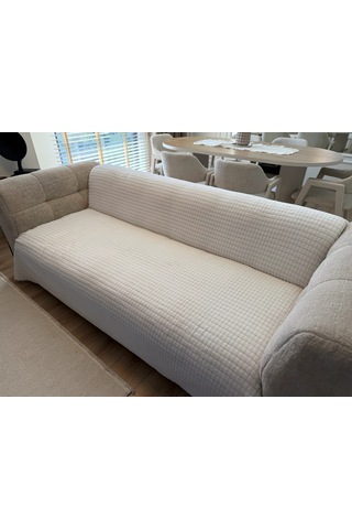 Kare Desen Süngerli Wellsoft Koltuk Örtüsü 170x215 Cm Krem