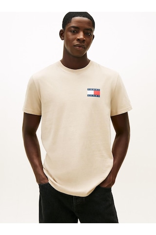 Tommy Hilfiger Tjm Slım Essentıal Flag Tee Ext Erkek Bej T-shirt - Dm0dm20740-12888 Beige