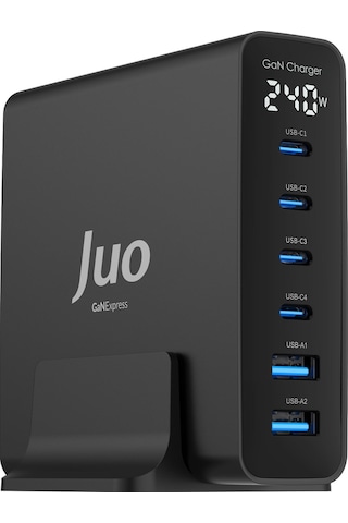 Juo 240W Gan PD 3.1 Masaüstü Hızlı Şarj Cihazı 4 Type-C + 2 Usb-A iPhone & Macbook & Laptop Uyumlu Şarj Aleti