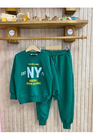 Aysbebe Snook Sloganlı Çocuk Eşofman Takım Unısex Yeşil