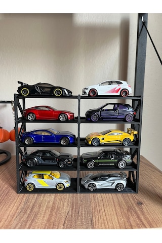 Hot Wheels Uyumlu 10 Araçlık Stand 1/64 Siyah