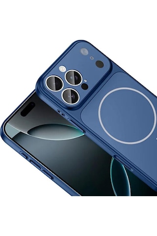 İphone 15 Pro Max Uyumlu Ag Glass Koruyucu Kılıf İphone 17 Pro Max Görünümlü Lacivert