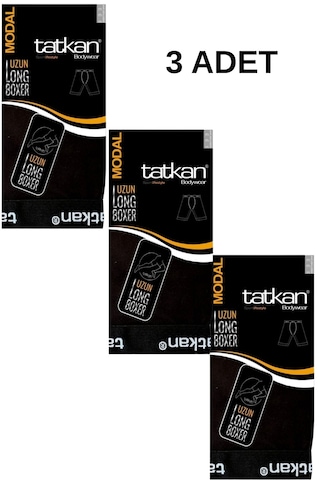 Tatkan Erkek 3'lü Çok Renkli Uzun Long Penye Modal Boxer Short Abani