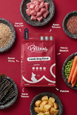 Petissimo Gourmet Gerçek Kuzu Etli Ve Esmer Pirinçli Premium Yetişkin Köpek Maması 2,5 Kg - Düşük Tahıllı