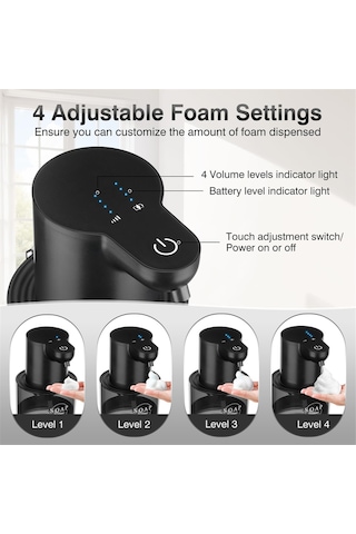 Xiaaokeji Otomatik Sabunluk, Otomatik Sabunluk Duvara Monte, Siyah Siyah