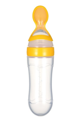 Qingmipy Tek Elle Besleme İçin Özel Tasarım Bebek Maması Şişesi - 90ml Silikon Kaşık Başlı, Sarı