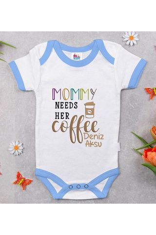 Bitmeyenkartus Bk Kids Kişiye Özel Mavi Bebek Body Zıbın - Model 53 Çok Renkli