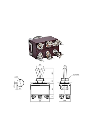 Ic-157 Toggle Switch On-off Ø12mm 6p Kn3c-202