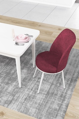 Canisa Concept Nil Serisi 70x110 Sabit Mutfak Masası Takımı Beyaz Masa 4 Bordo Sandalye Bordo