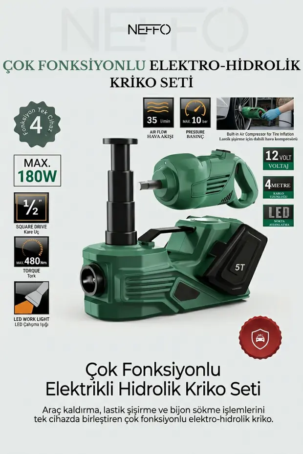 5 Ton 12v Elektrikli Araba Krikosu 5 İ 1 Arada Hidrolik Kriko Ve Pompa Tüm Arabalar İçin Uygundur