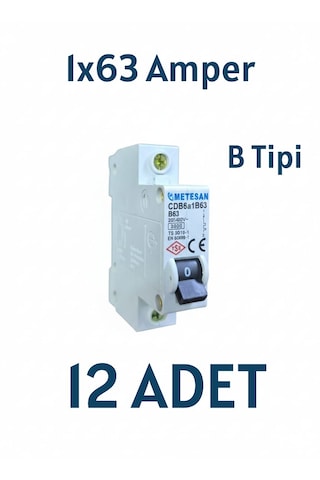 Metesan 1x63amper B Tipi 3ka Sigorta 12 Adet