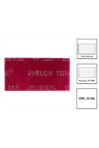 Mirka Mirlon Total 115X230 Mm Vf 360 Kırmızı Keçe 25 Adet