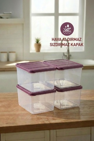Selka Home 4 Adet Derin 1 Lt. Nora Organizer Buzdolabı Buzluk Düzenleyici Saklama Kabı