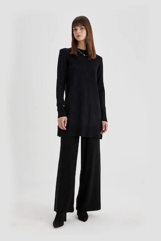 DeFacto Regular Fit Bisiklet Yaka Yırtmaçlı Basic Düz Triko Kazak Tunik H3431AZ24AUBK27