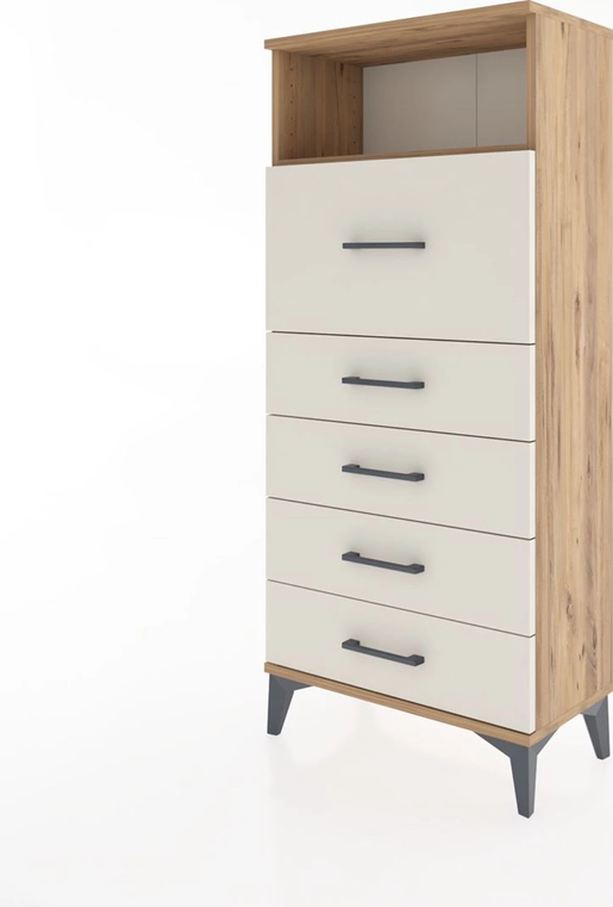 Hyperion Dolap Tek Raflı 5 Çekmeceli 60x44x134 Çam-aytaşı Çam