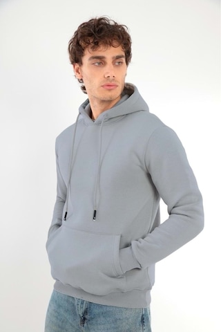 Mnk Baby & Kids Erkek Sweatshirt Pamuklu Standart Fit Normal Kesim İçi Polarlı 3 İplik Kapüşonlu Gri