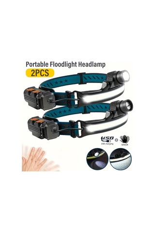 Xuweiwei 2 Adet Lihangstar Dis Mekan Led Kafa Lambasi Hareket Sensorlu Usb Sarj Edilebilir 6 Aydinlatma Modu Kampcilik Is Icin 18650 Pil Usb Kablo Bakır - Siyah