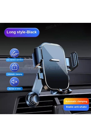 Seametal Yerçekimi Ayarlanabilir 360 Derece Döndürme Havalandırma Klipsi Araba Telefon Tutucu Montajı Siyah