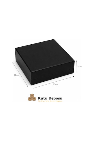 12x12x3 Cm Tam Kapaklı Selefonlu Süngerli Takı Kutusu - Siyah Demonte 50 Adet