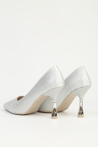 Pierre Cardin Pc - 55010 Kadın 9 Cm Topuklu Taşlı Abiye Ayakkabı Gümüş