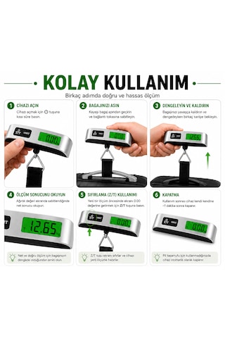 Dijital Bavul Tartısı 50 Kg Kapasiteli 50 Gr Hassasiyetli Lcd Ekranlı Taşınabilir Elektronik Bagaj Valiz Tartısı