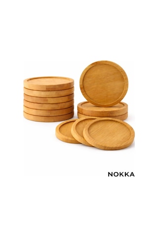 6 Adet Düz Model Yuvarlak Bambu Altlık, Fincan Tabağı, Bardak Altlığı 10 Cm Diğer