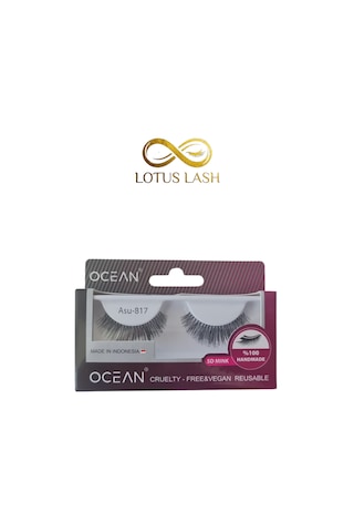 Ocean Asu 817 5d Mink Doğal Görünümlü Şerit Takma Kirpik Tekrar Kullanılabilir Vegan