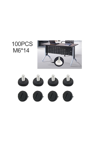 100 Adet Ayarlanabilir Ayak Pedi Mobilya Vida Destek Saplaması, M6x14 Diğer