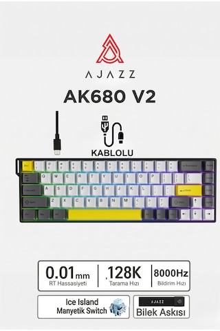 Ak680v2 Manyetik Switch Rapid Trigger 8000hz Klavye-128k Scan Rate-bilek Askısı