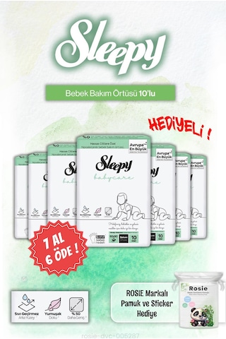 Sleepy 7 Al 6 Öde Babycare Bebek Bakım Örtüsü 10'lu Ve Rosie Pamuk Hediye Diğer