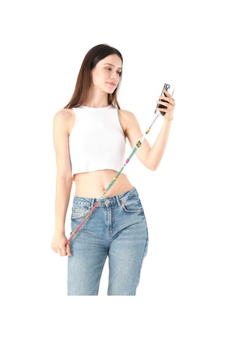 Hippi Boncuk 2 Renkli Boncuk Askılı Telefon Askısı - 125 Cm