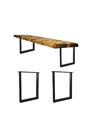 Bin1Fırsatt Metal Ayak Ahşap Masif Kütük Orta Yan Zigon Sehpa Bank Ayağı