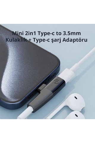 Polham Type C To 1x Type C Ve 1x 3.5mm Aux Girişli Şarj Ve Kulaklık Çoğaltıcı Adaptörü, 30w Şarj Destekli Çoğaltıcı