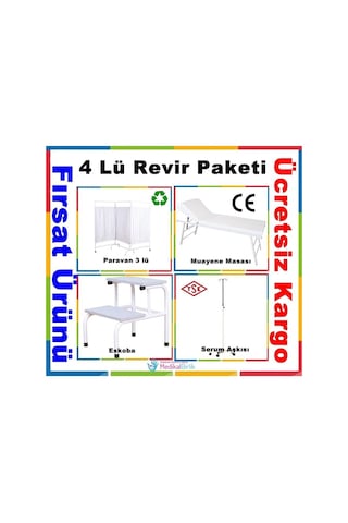 Muayene Masası Paravan Eskoba Serum Askısı Osgb Isgb