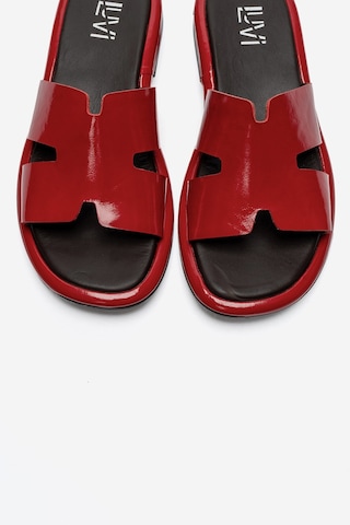 Luvi Shoes Brıo Kırmızı Rugan Hakiki Deri Kadın Terlik
