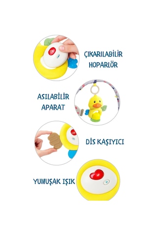 Müzikli Işıklı Sevimli Ördek Figürlü Çıkarılabilir Hoparlörlü Diş Kaşıyıcılı Uyku Arkadaşı 20 Cm