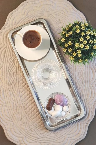 Çelik Servis Sunum Tepsisi Kahve Tepsisi Çok Renkli