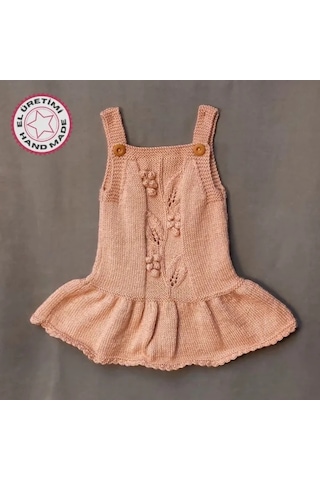 Uretti - Talia 8659 - 6199 El Örgüsü Kız Çocuk Jile Elbise - 2 Yaş Gülkurusu